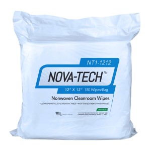 NOVA-TECH 1000 NONWOVEN CLEANROOM WIPES, 12" X 12", 150 / BAG, 14 BAGS/CASE; 33 LBS